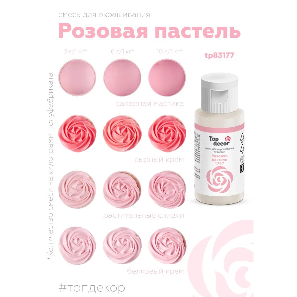 Краситель гелевый водорастворимый Top Decor Розовая Пастель 30 мл. Краситель гелевый водорастворимый Top Decor Розовая Пастель 30 мл.