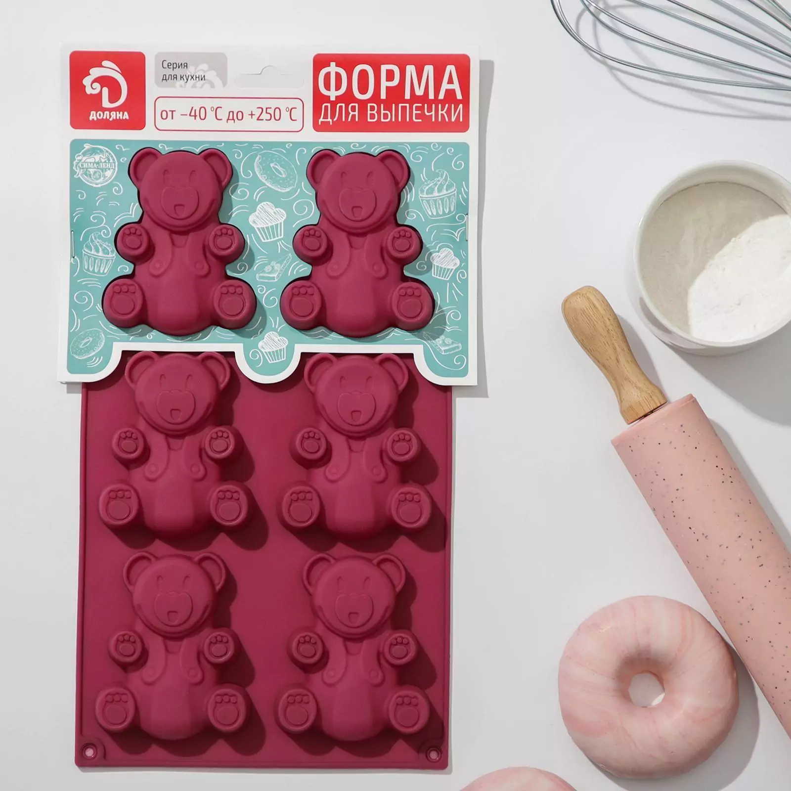 Форма для выпечки "Мишка" 28,5*17 см 6 ячеек Форма для выпечки "Мишка" 28,5*17 см 6 ячеек