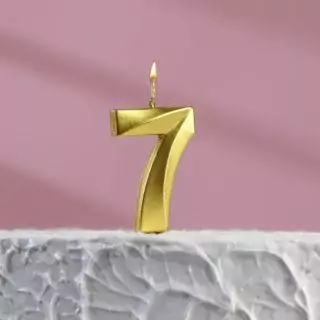 Свеча в торт «‎Грань», цифра "7",золотая, 5 х 3.5 см