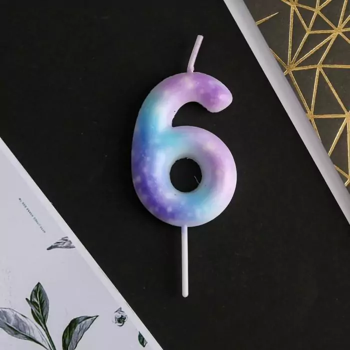 Свеча в торт "Цифра 6" Космос Свеча в торт "Цифра 6" Космос