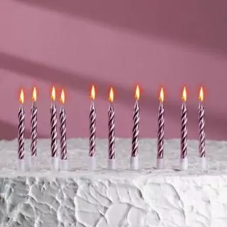 Свеча в торт "Спираль" 10 шт, 7 см, розовый металлик Свеча в торт "Спираль" 10 шт, 7 см, розовый металлик