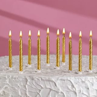 Свечи для торта "Спираль", 6 см, золотые, набор 10 шт Свечи для торта "Спираль", 6 см, золотые, набор 10 шт