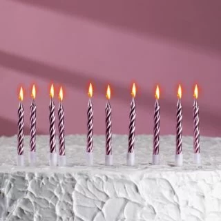 Свечи в торт "Спираль", 10 шт, средние, 7 см, розовый металлик Свечи в торт "Спираль", 10 шт, средние, 7 см, розовый металлик