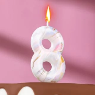 Свеча в торт "Белый мрамор", цифра "8", 8 см Свеча в торт "Белый мрамор", цифра "8", 8 см
