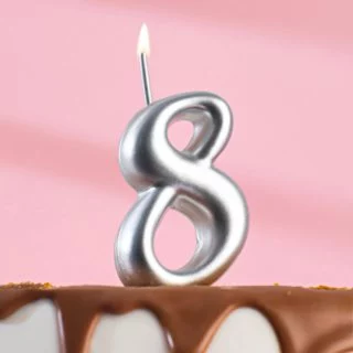 Свеча для торта цифра 8 "Серебряная", 7.8 см Свеча для торта цифра 8 "Серебряная", 7.8 см