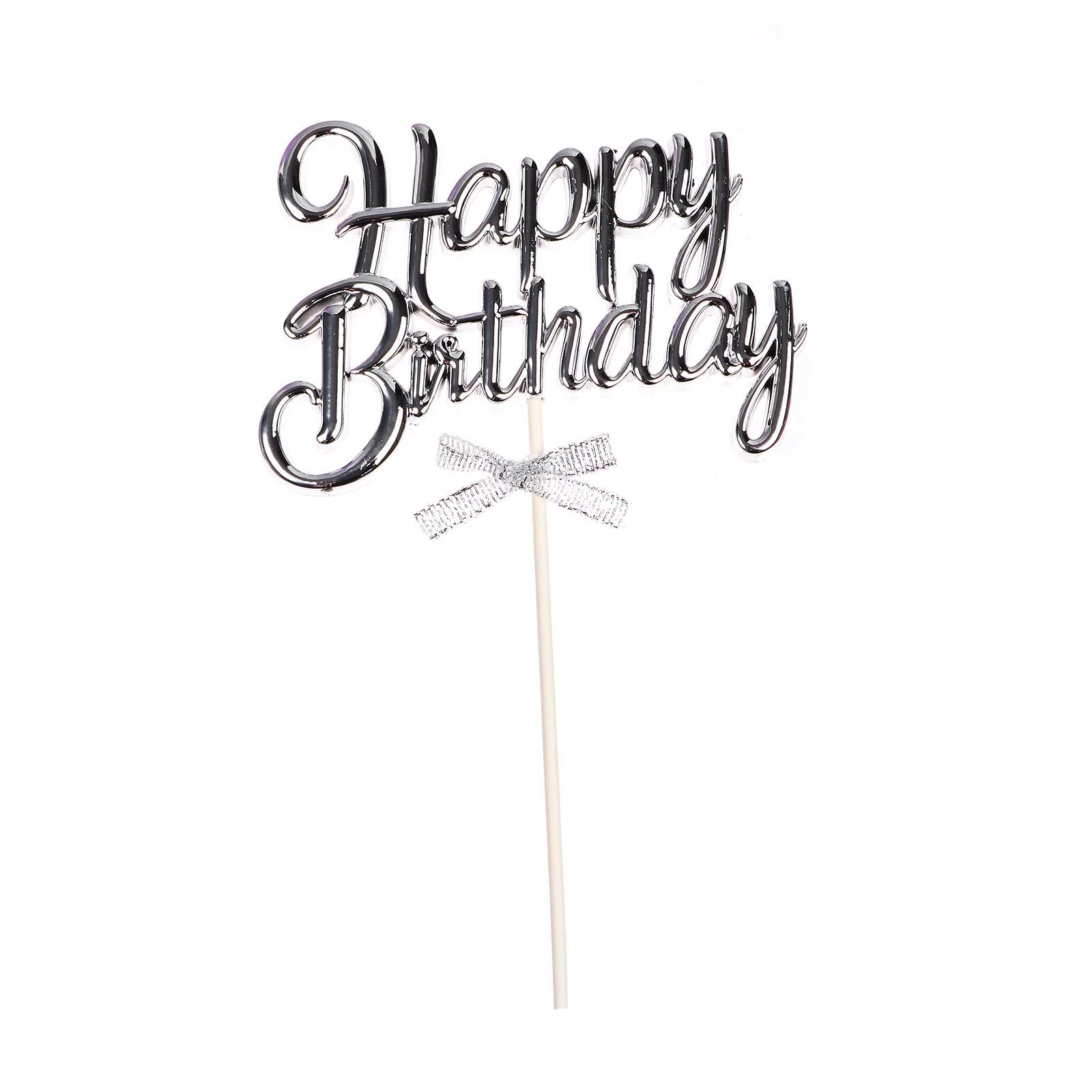 Топпер "Happy Birthday" объемный, серебро Топпер "Happy Birthday" объемный, серебро