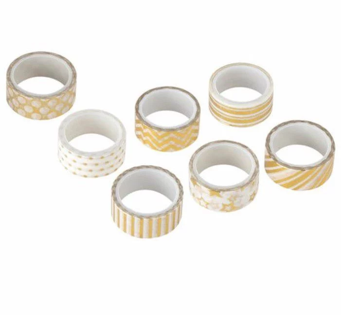 Клейкие WASHI-ленты для декора с фольгой ЗОЛОТИСТЫЕ,15 мм х 3 м рисовая бумага (в ассортименте) 1шт Клейкие WASHI-ленты для декора с фольгой ЗОЛОТИСТЫЕ,15 мм х 3 м рисовая бумага (в ассортименте) 1шт