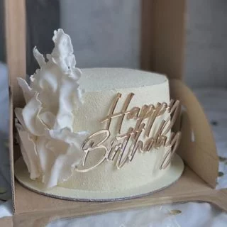Топпер на торт "Happy Birthday" 9см, золото, акрил Топпер на торт "Happy Birthday" 9см, золото, акрил