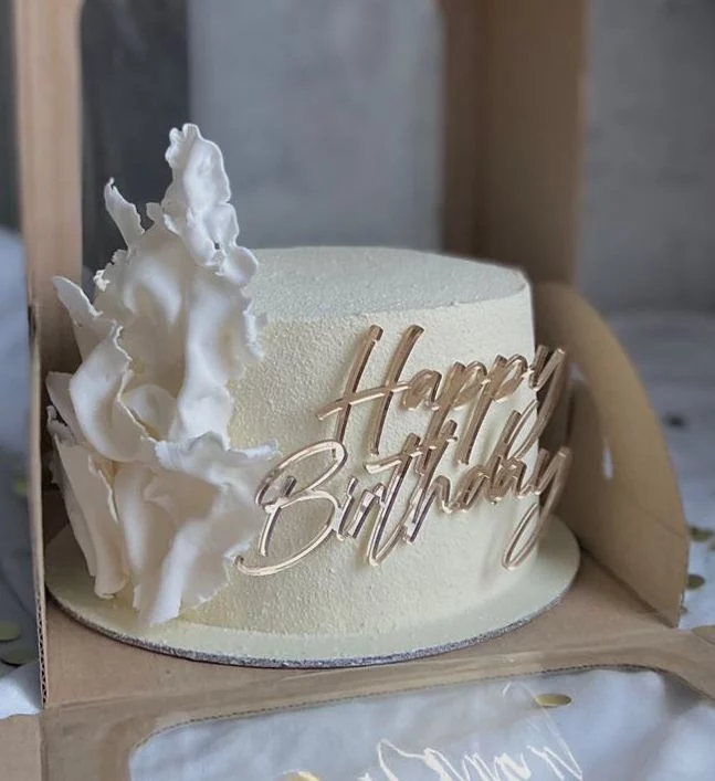 Топпер на торт "Happy Birthday" 9см, золото, акрил Топпер на торт "Happy Birthday" 9см, золото, акрил