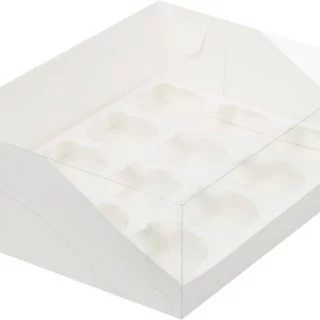 Коробка на 12 капкейков с пластиковой крышкой 31*23,5*10 см белая Коробка на 12 капкейков с пластиковой крышкой 31*23,5*10 см белая