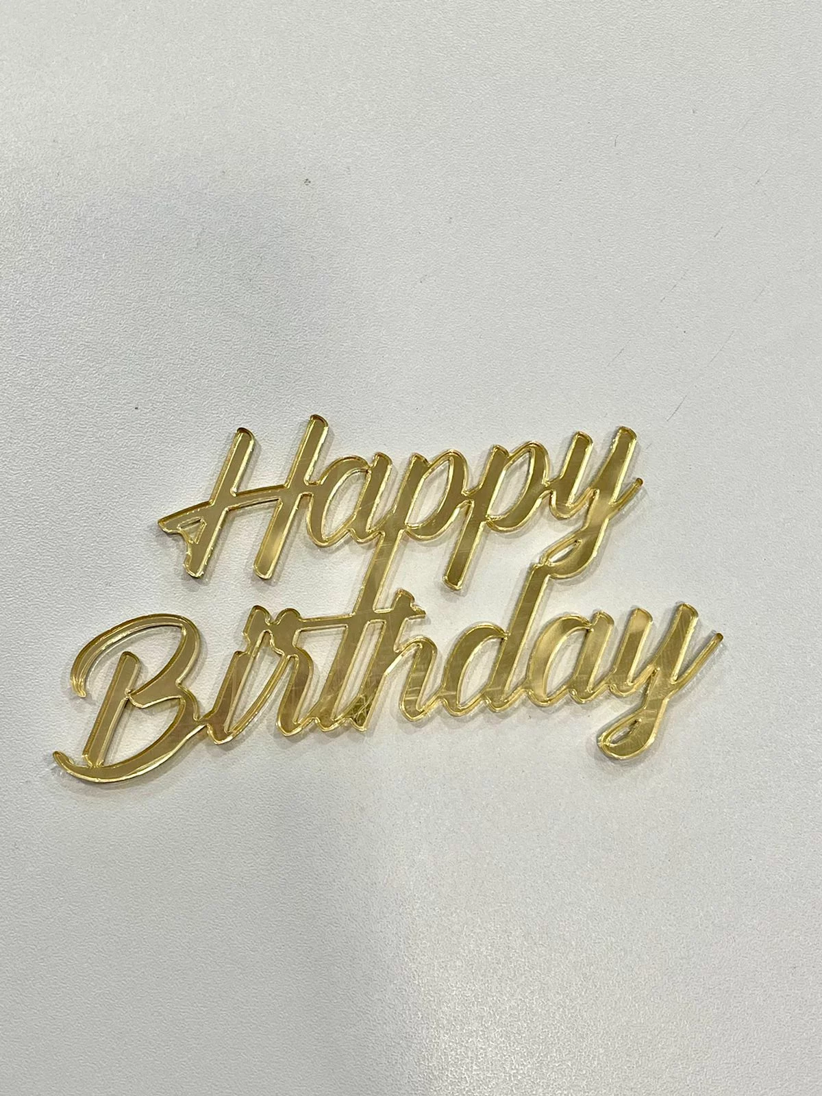 Бенто-топпер "Happy Birthday" зеркальный акрил 12см Бенто-топпер "Happy Birthday" зеркальный акрил 12см
