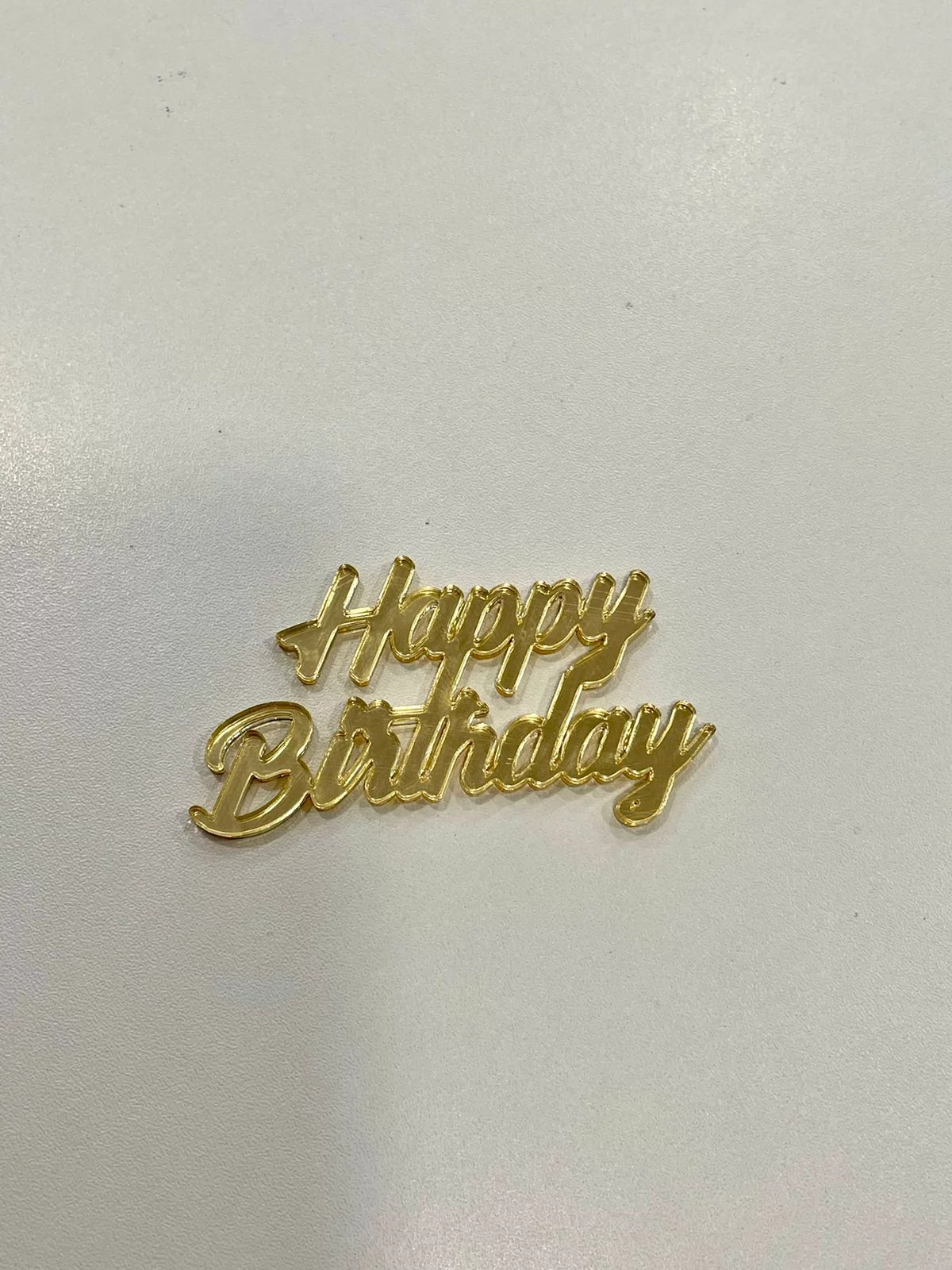 Бенто-топпер "Happy Birthday" зеркальный акрил 8см Бенто-топпер "Happy Birthday" зеркальный акрил 8см