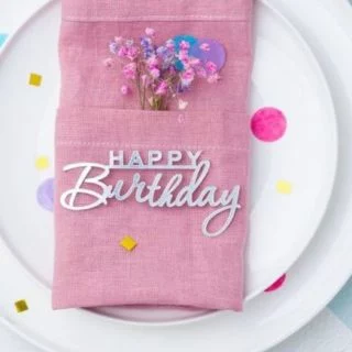 Топпер "Happy Birthday", серебро, акрил, 12см Топпер "Happy Birthday", серебро, акрил, 12см