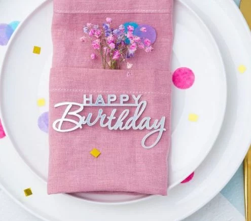 Топпер "Happy Birthday", серебро, акрил, 12см Топпер "Happy Birthday", серебро, акрил, 12см