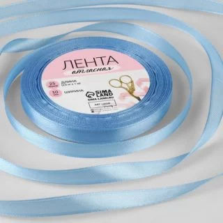Лента атласная, 10 мм × 23 ± 1 м, цвет небесно-голубой №78 Лента атласная, 10 мм × 23 ± 1 м, цвет небесно-голубой №78