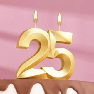 Свеча в торт юбилейная "Грань", цифра 25, золотой металлик, 6,5 см Свеча в торт юбилейная "Грань", цифра 25, золотой металлик, 6,5 см