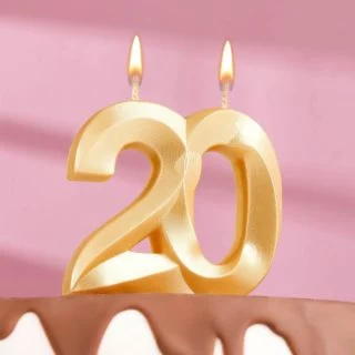 Свеча в торт юбилейная "Грань", цифра 20, золотой металлик, 6,5 см Свеча в торт юбилейная "Грань", цифра 20, золотой металлик, 6,5 см