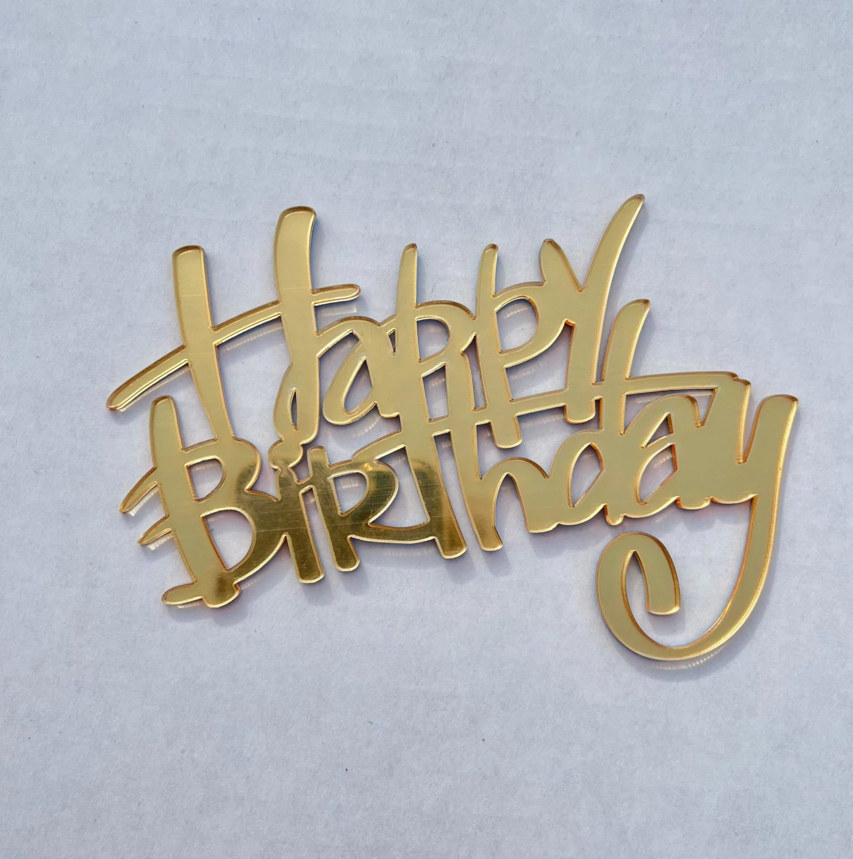 Топпер "Happy birthday" 11 см золото акрил Топпер "Happy birthday" 11 см золото акрил