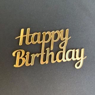 Топпер "Happy Birthday" зеркальный акрил 12 см Топпер "Happy Birthday" зеркальный акрил 12 см