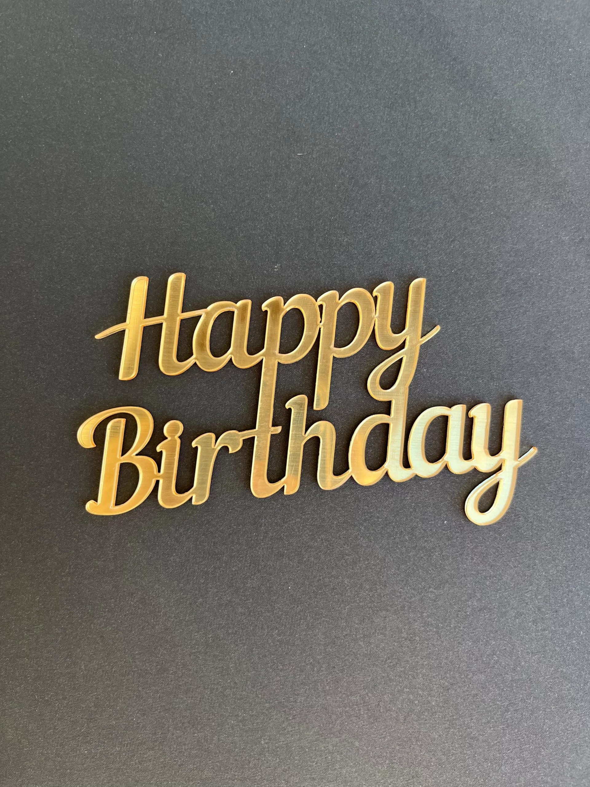 Топпер "Happy Birthday" зеркальный акрил 12 см Топпер "Happy Birthday" зеркальный акрил 12 см