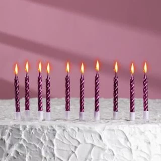Свечи в торт "Спираль", 10 шт, средние, 5 см, фиолетовый металлик Свечи в торт "Спираль", 10 шт, средние, 5 см, фиолетовый металлик