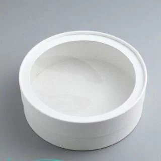 Коробка Шайба под зефир и макарон шляпная, d-20см, h-7см, белая
