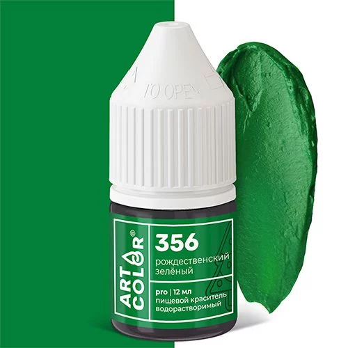 Гелевый водорастворимый краситель Art Color №356 «Рождественский зеленый» 12 мл Гелевый водорастворимый краситель Art Color №356 «Рождественский зеленый» 12 мл