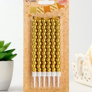 Свечи для торта «Жемчужины», 6 шт., золотые Свечи для торта «Жемчужины», 6 шт., золотые