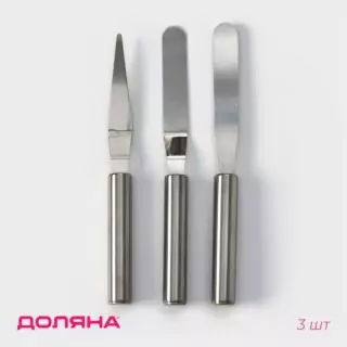 Набор лопаток - палеток кондитерских Доляна, 3 шт., 22×8×1.5 см, серебристый Набор лопаток - палеток кондитерских Доляна, 3 шт., 22×8×1.5 см, серебристый
