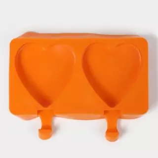 Форма для мороженого «Сердечко», силикон, 19.5×14×2.5 см, 2 ячейки (8.4×9 см), МИКС