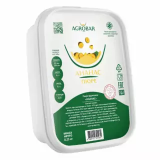 Пюре Ананас без сахара (Агробар) замороженное, 250 г Пюре Ананас без сахара (Агробар) замороженное, 250 г
