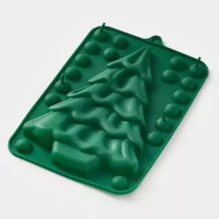 Форма для выпечки новогодняя Доляна «Ёлка с шарами», 21.5×14×2.5 см, силикон, зелёная Форма для выпечки новогодняя Доляна «Ёлка с шарами», 21.5×14×2.5 см, силикон, зелёная