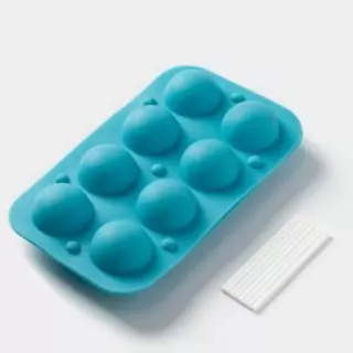 Форма для выпечки «Кейкпопс», силикон, 19.5×11.7×3.5 см, 8 ячеек, с палочками Форма для выпечки «Кейкпопс», силикон, 19.5×11.7×3.5 см, 8 ячеек, с палочками
