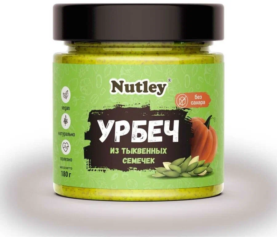 Урбеч из тыквенных семечек, без сахара, Nutley Россия, 180гр Урбеч из тыквенных семечек, без сахара, Nutley Россия, 180гр
